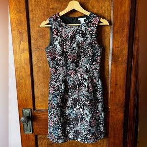 H&M Jacquard Floral Print Sleeveless Sheath Mini Dress With Back Zipper Size 4